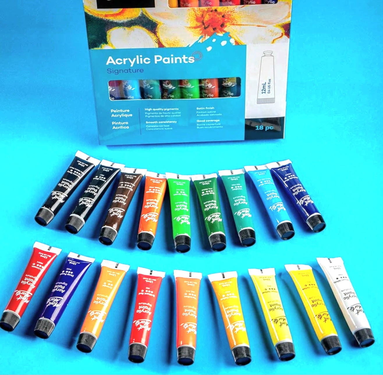 Mont Marte Acrylic Paints Signature 18pc x 12ml (0.4 US