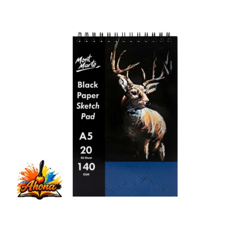 Mont Marte signature Black Paper Sketch Pad  140 Gsm 20 Sheets A5