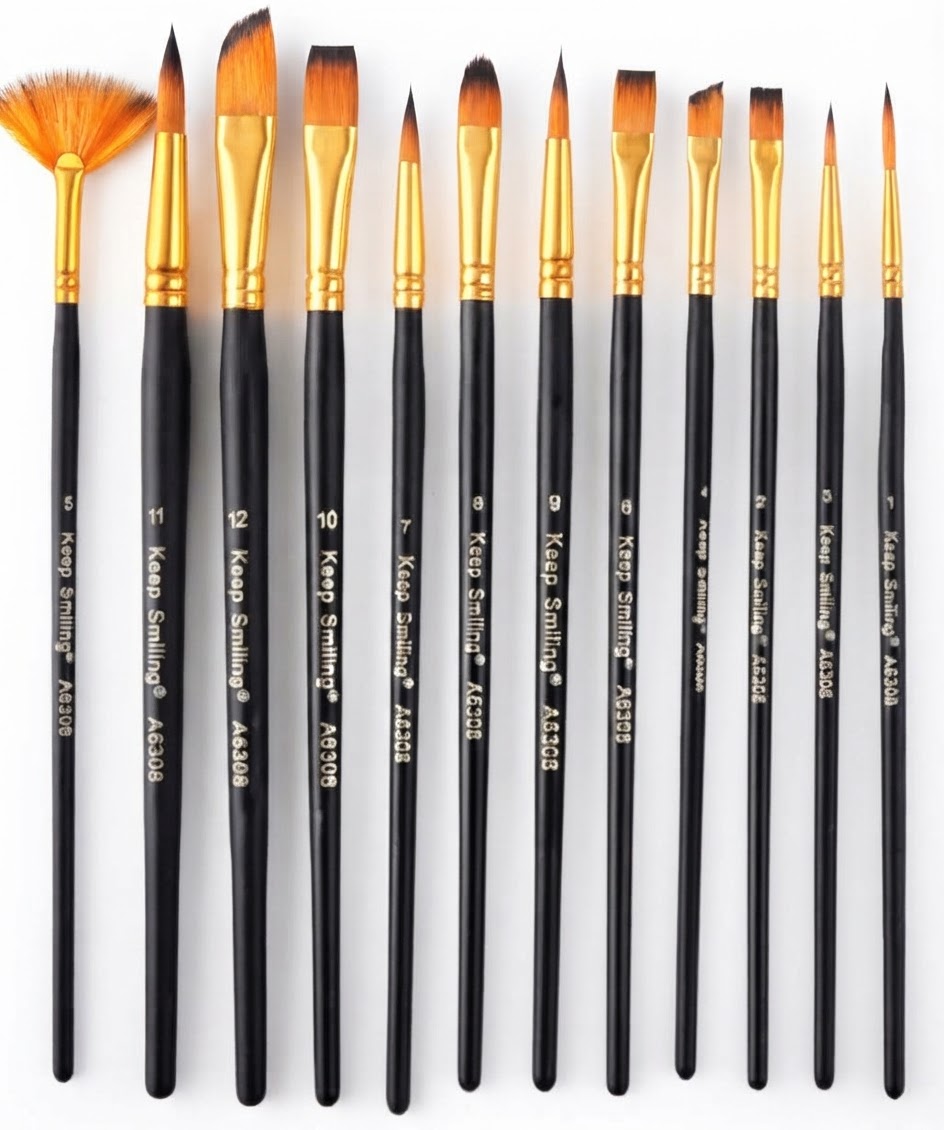 Keep Smiling Artist Paint Brush Set Of 12 Pc -A6308